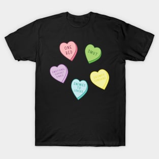 Bookish Candy Heart Tropes Book Lover Heart Colors Book Aesthetic Bookish Pack Bookish Kindle T-Shirt